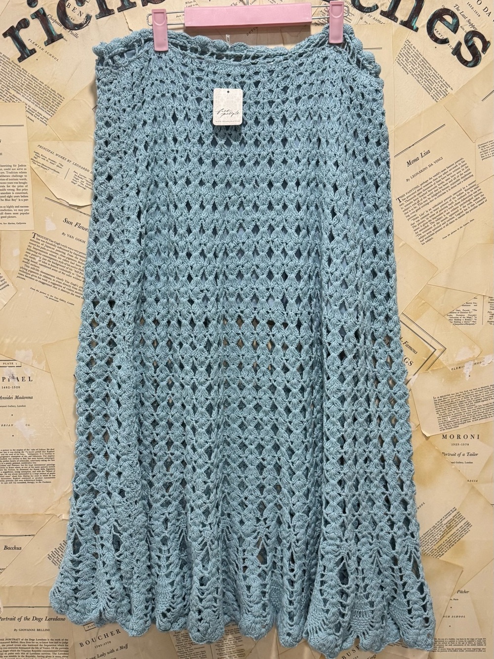 Free People Isle Of Rhodes Crochet Midi Skirt Tie Semi Lined Canal Blue - Picture 5 of 6